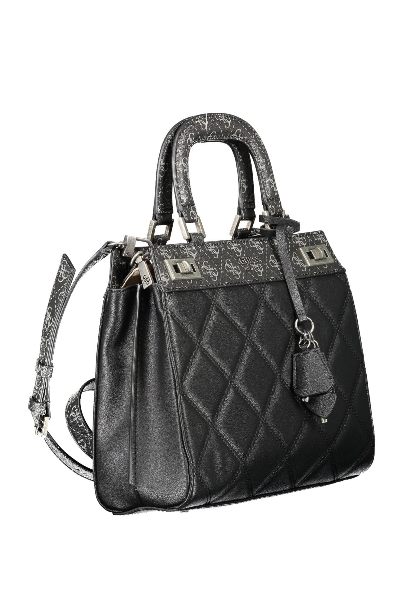 Guess Jeans Elegant Black Contrasting Detail Handbag