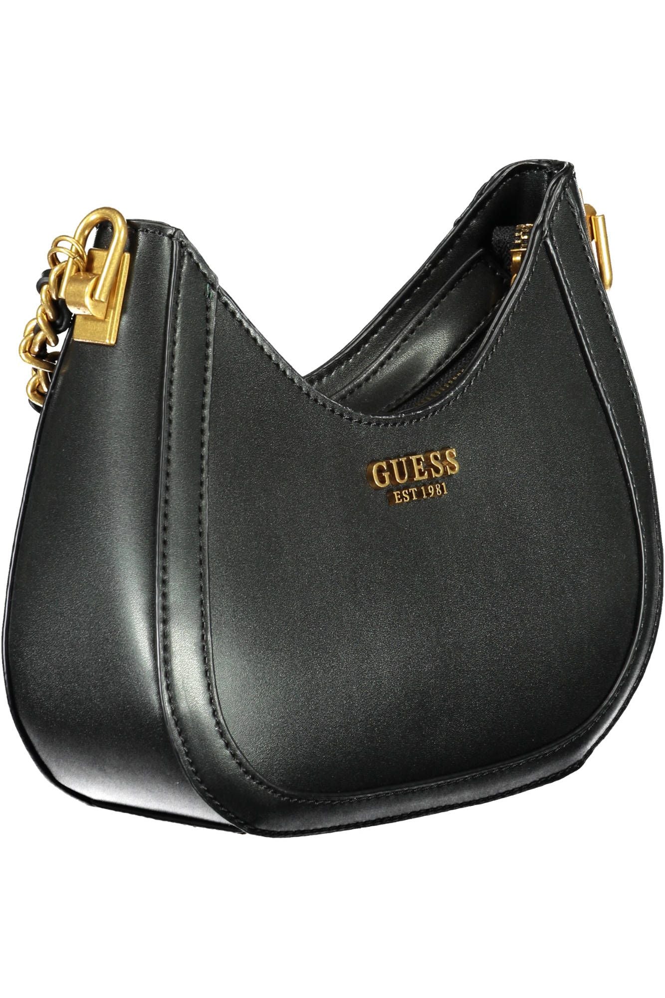 Guess Jeans Elegant Black Shoulder Bag with Contrasting Details