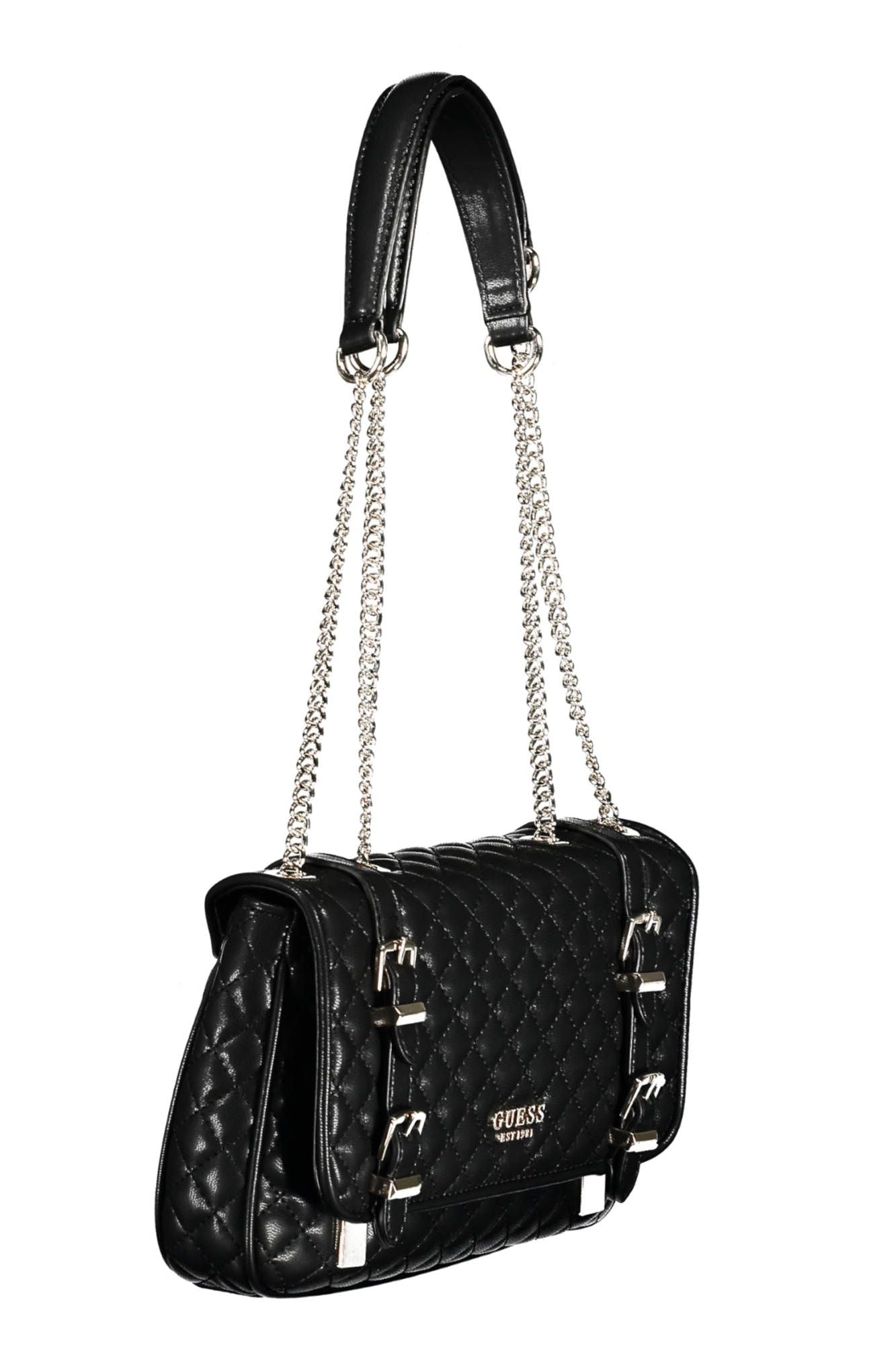 Guess Jeans Elegant Black Chain Shoulder Handbag