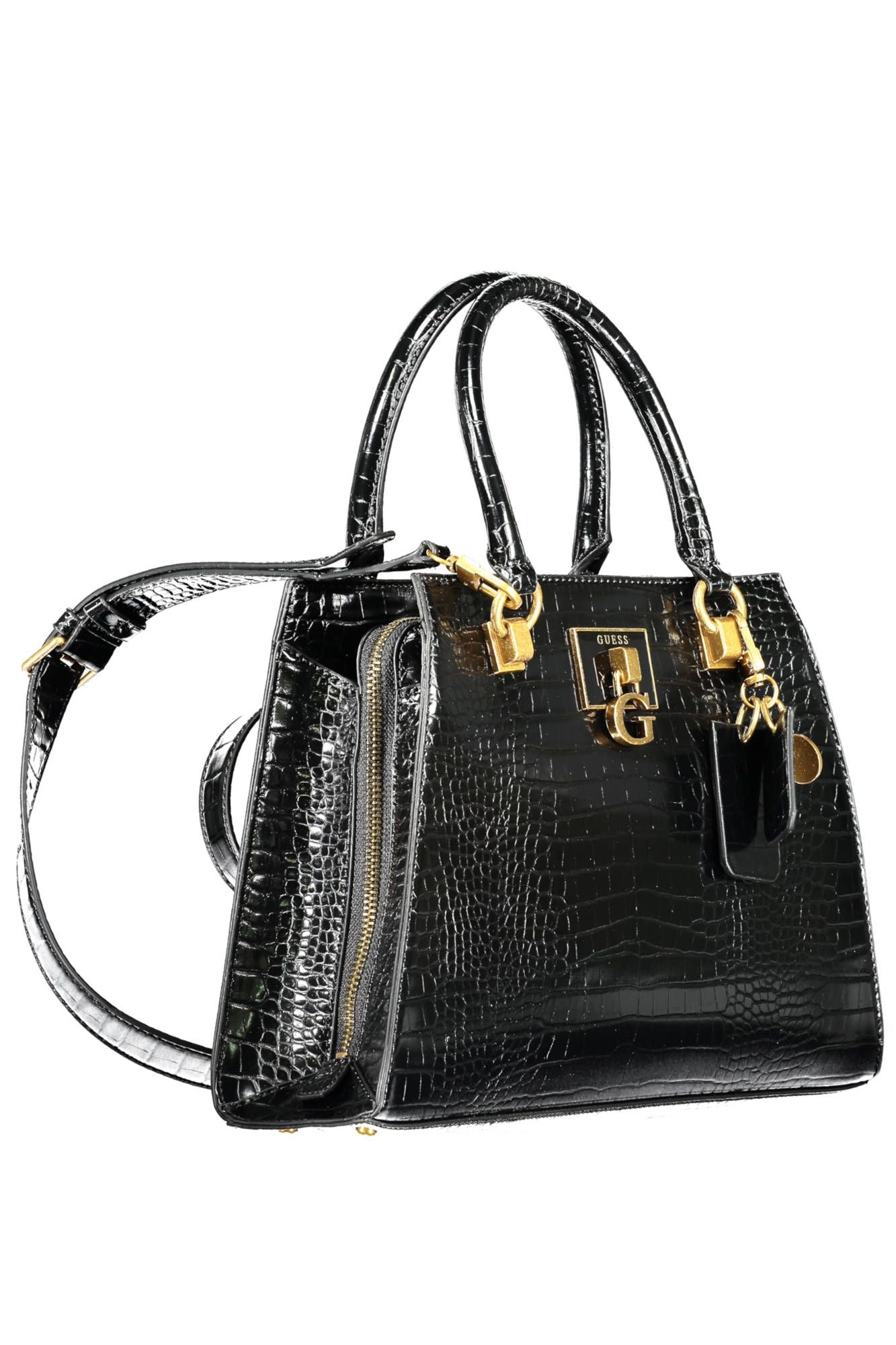 Guess Jeans Chic Black Polyurethane Handbag with Contrasting Details