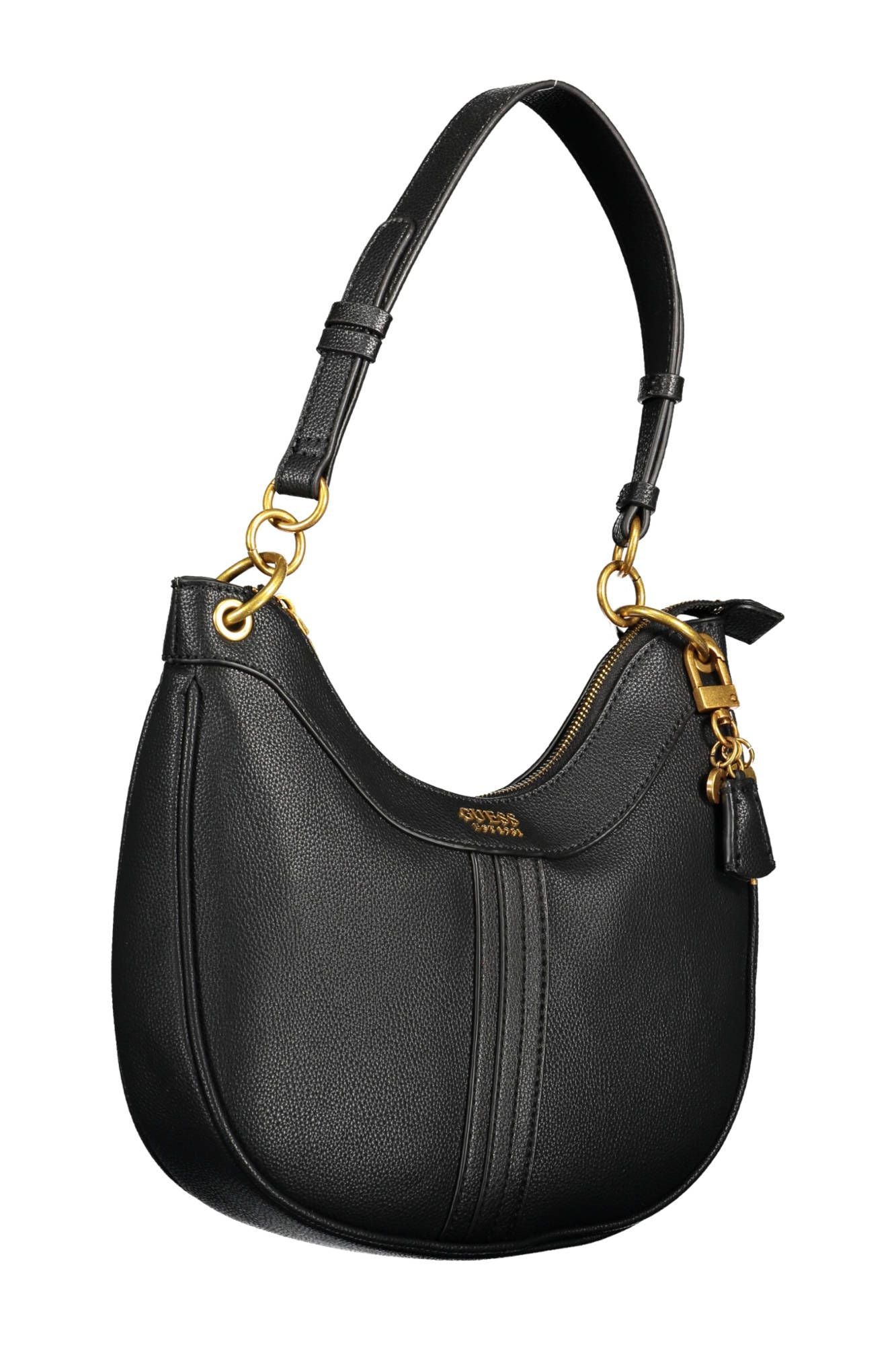 Guess Jeans Elegant Black Shoulder Bag with Contrasting Details