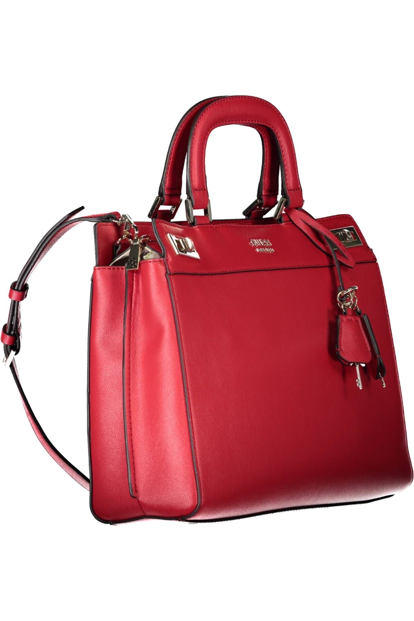 Guess Jeans Chic Red Cotton Tote with Detachable Strap