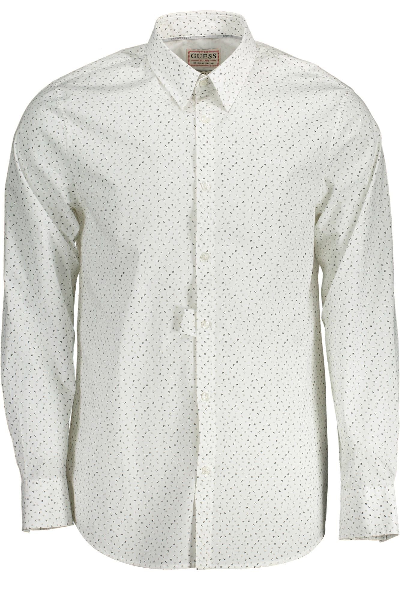 Guess Jeans Sleek White Cotton Slim Shirt with Italian Collar