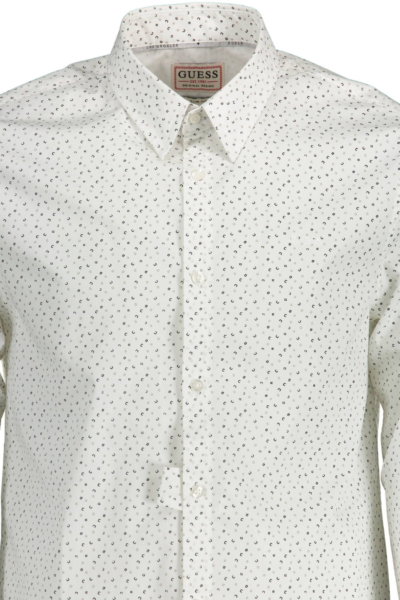 Guess Jeans Sleek White Cotton Slim Shirt with Italian Collar