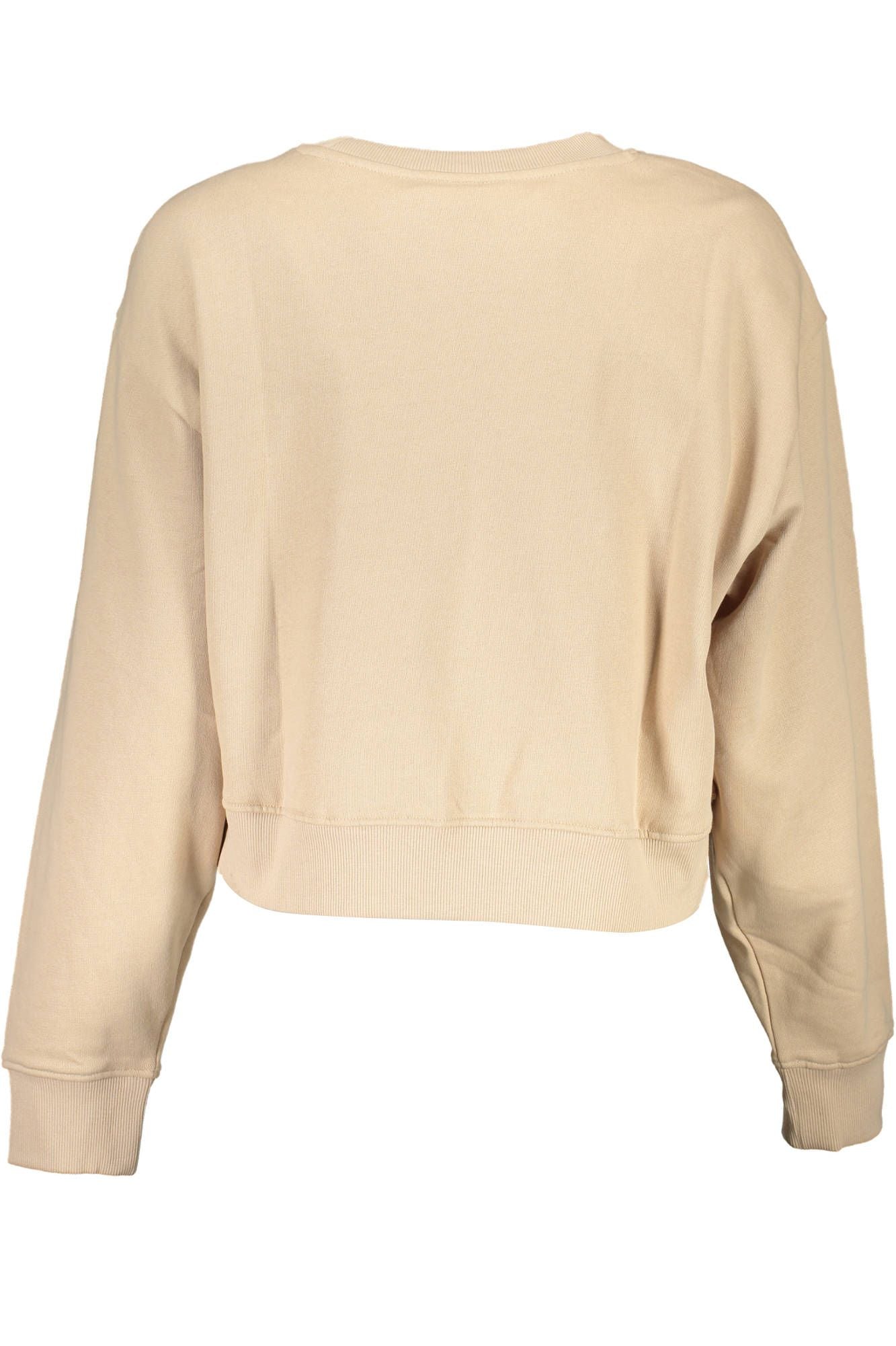 Guess Jeans Chic Beige Round Neck Logo Print Sweatshirt