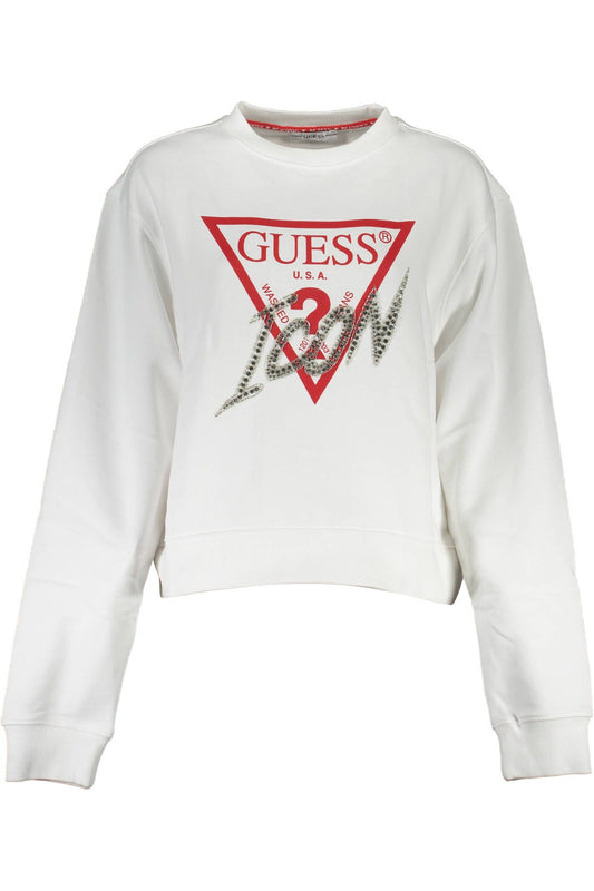 Guess Jeans Chic White Long-Sleeved Sweatshirt with Logo Detail