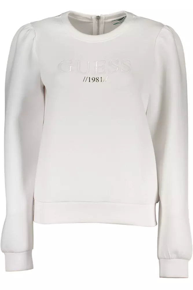 Guess Jeans Elegant White Zip-Back Sweatshirt