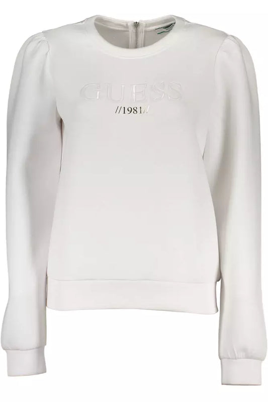 Guess Jeans Elegant White Zip-Back Sweatshirt