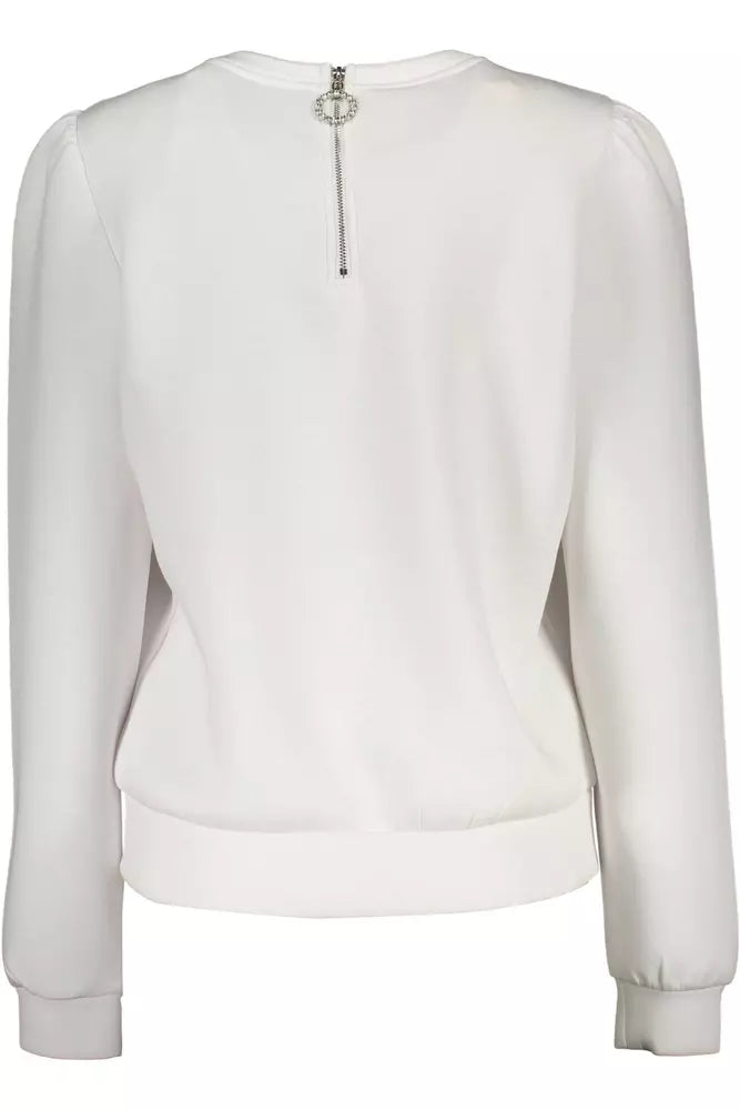 Guess Jeans Elegant White Zip-Back Sweatshirt