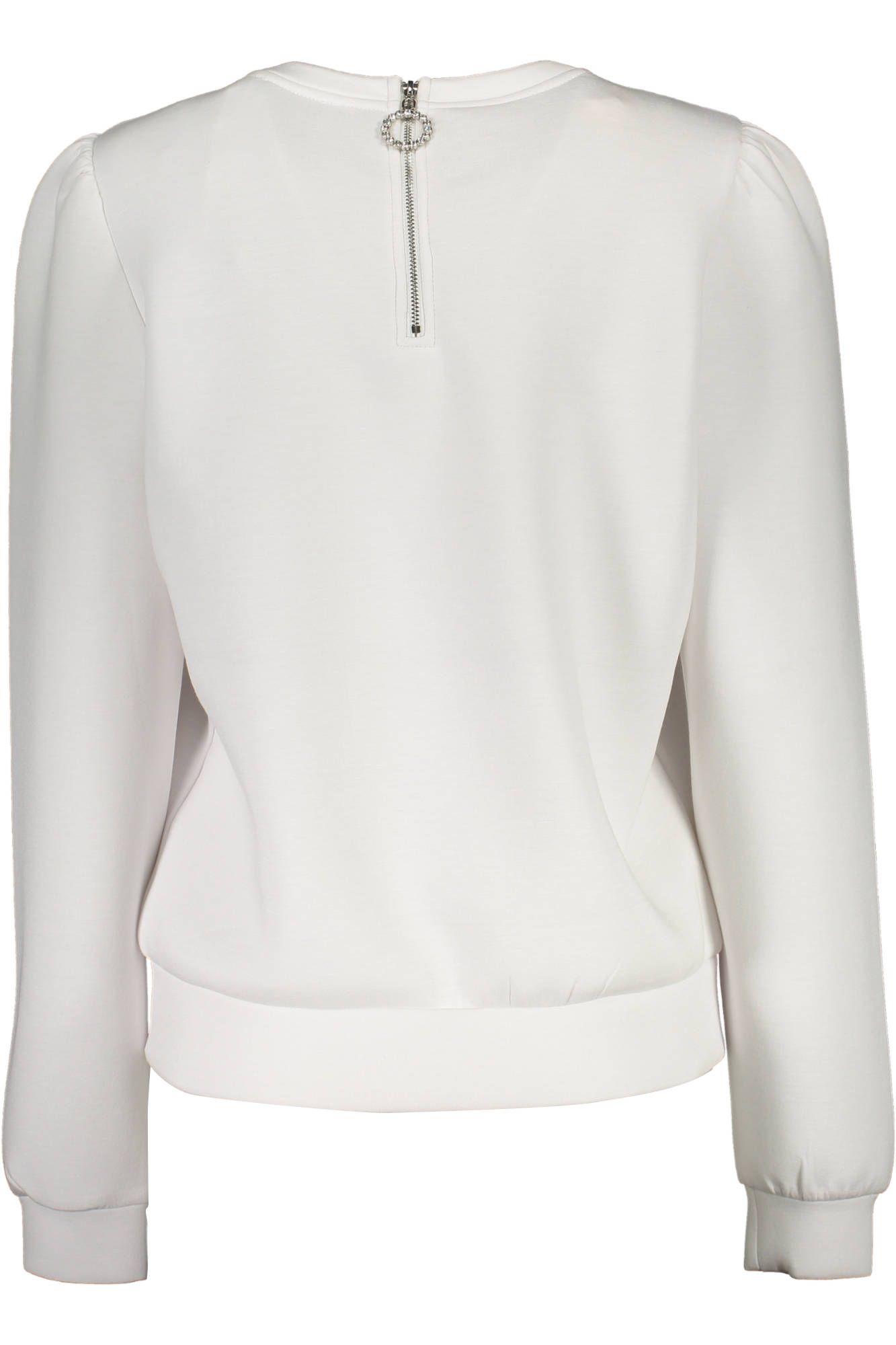 Guess Jeans Elegant White Logo Sweater with Back Zip Detail