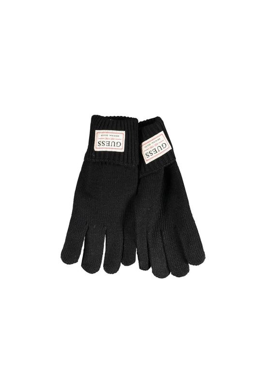 Guess Jeans Chic Woolen Black Gloves with Iconic Logo