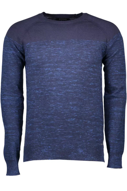 Guess Jeans Chic Blue Round Neck Sweater with Contrasting Details