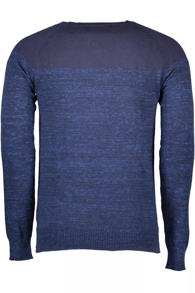 Guess Jeans Chic Blue Round Neck Sweater with Contrasting Details