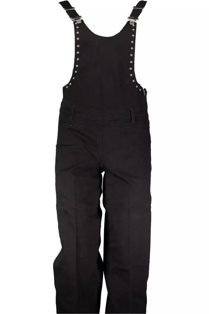 Guess Jeans Chic Black Denim Dungarees with Stud Detailing