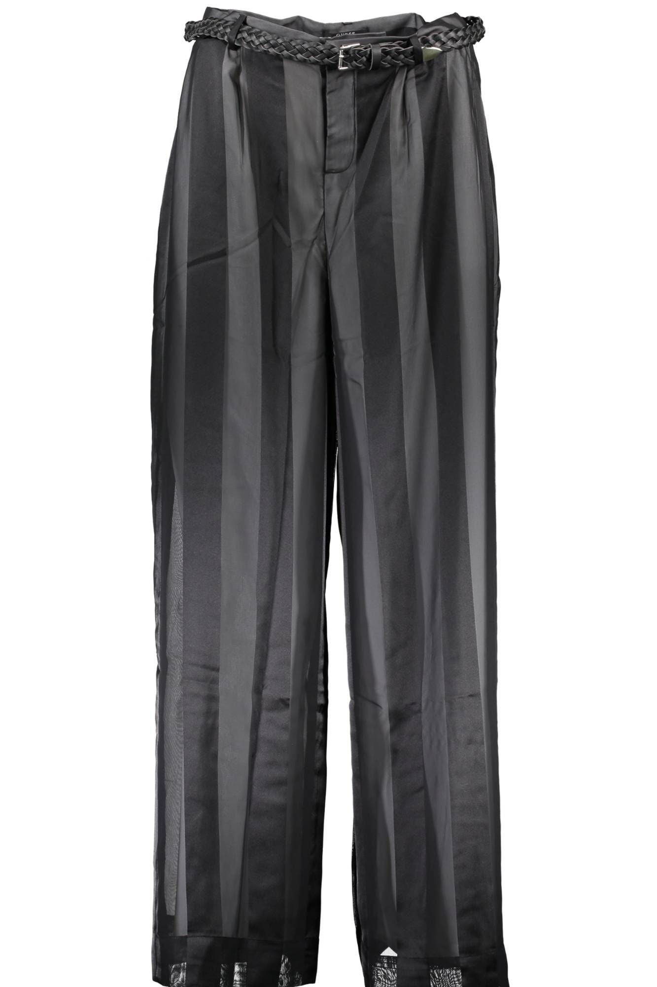 Guess Jeans Chic Black Polyester Trousers with Logo Detail