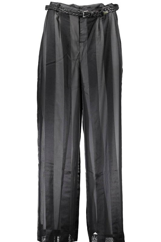 Guess Jeans Chic Black Polyester Trousers with Logo Detail