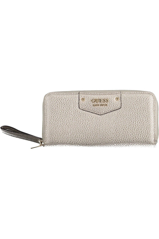 Guess Jeans Chic Silver Wallet with Sleek Contrasting Details