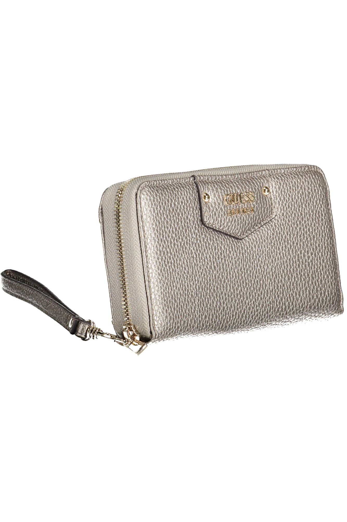 Guess Jeans Chic Silver Wallet with Sleek Contrasting Details