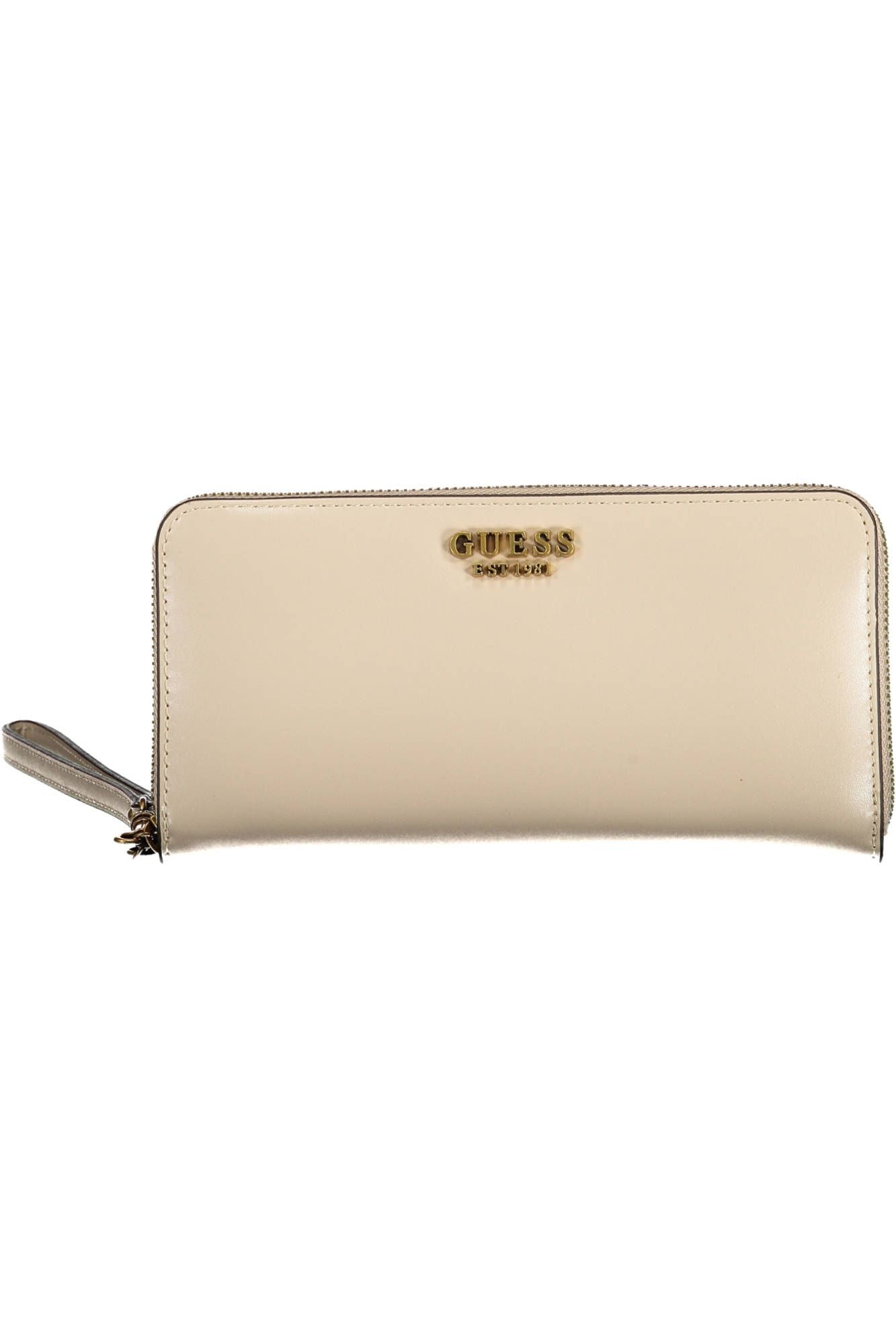 Guess Jeans Beige Polyurethane Chic Wallet with Logo Detail