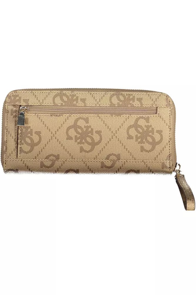 Guess Jeans Chic Beige Wallet with Contrasting Accents