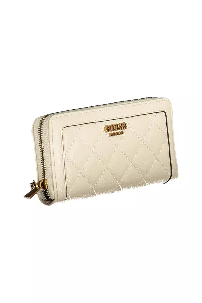 Guess Jeans Chic Beige Polyethylene Wallet with Contrasting Details