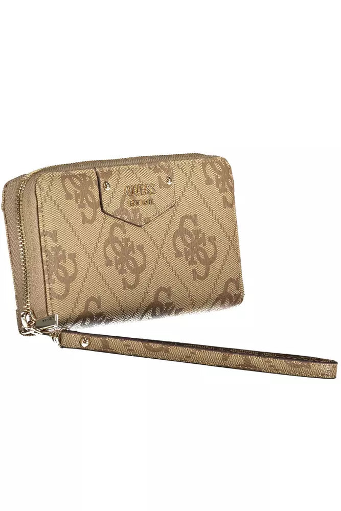 Guess Jeans Chic Beige Wallet with Contrasting Accents