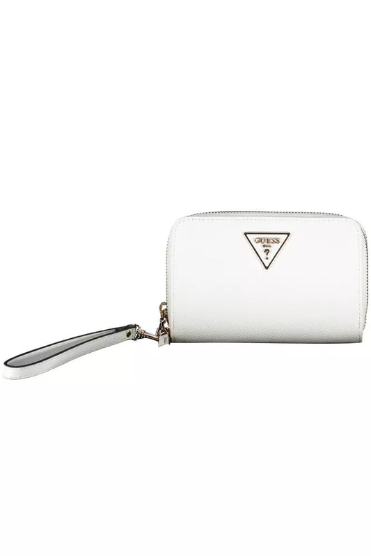 Guess Jeans Elegant White Double Wallet with Chic Details