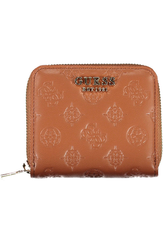 Guess Jeans Elegant Brown Polyurethane Wallet with Contrasting Details