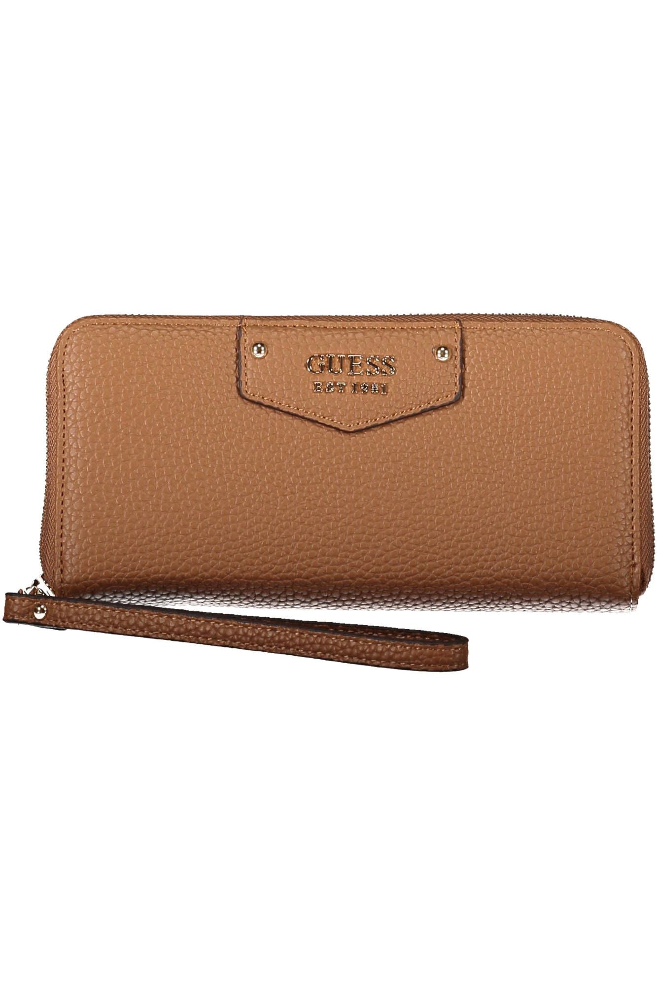 Guess Jeans Chic Brown Polyurethane Multi-Compartment Wallet