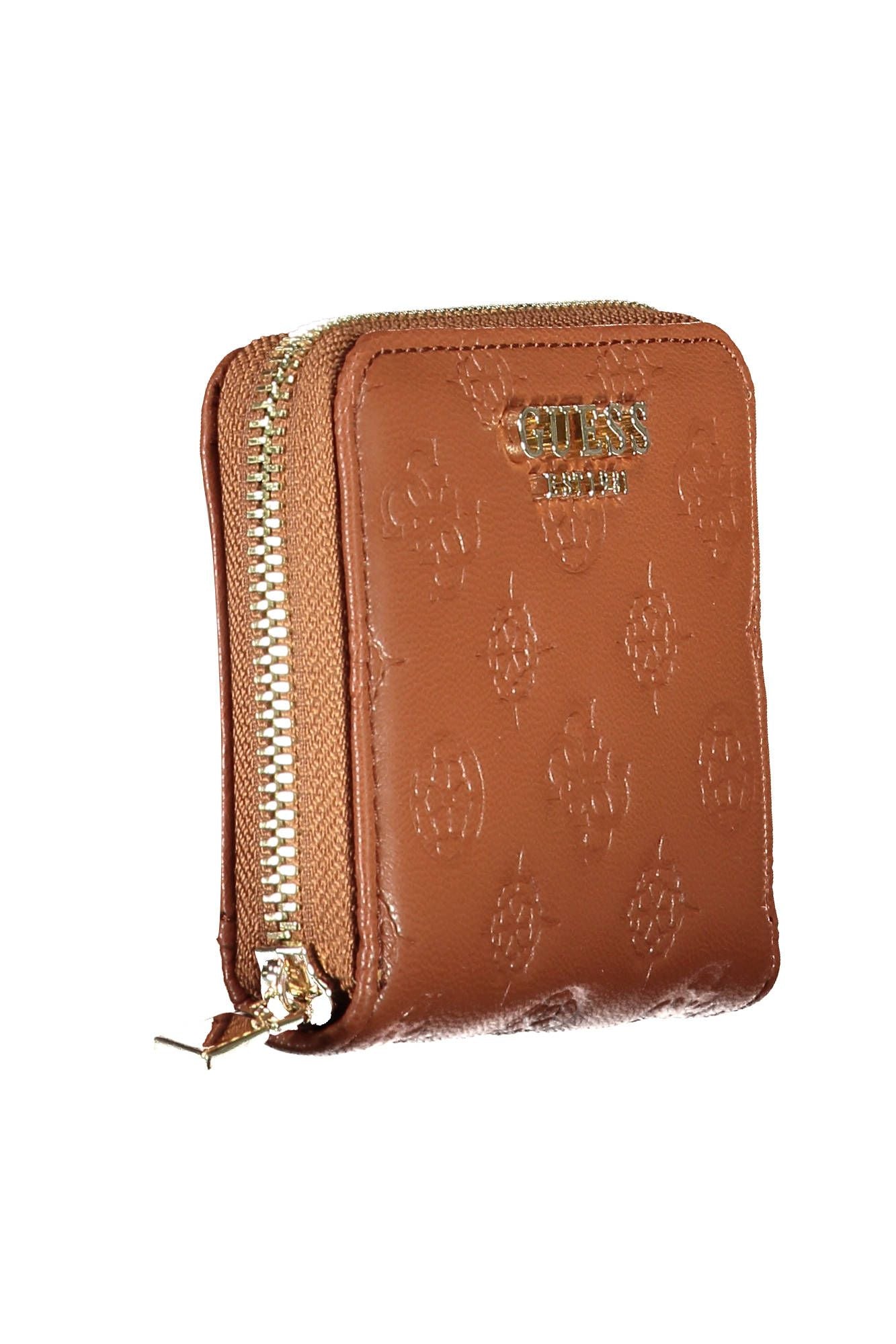 Guess Jeans Elegant Brown Polyurethane Wallet with Contrasting Details