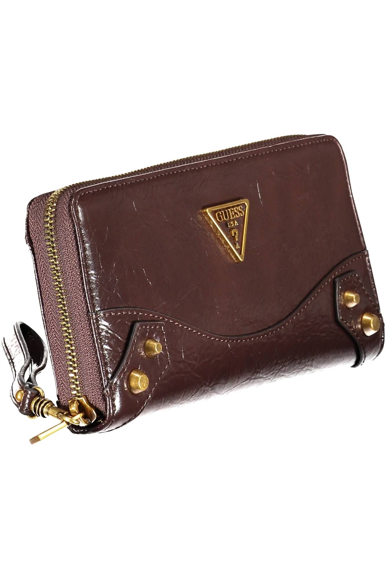 Guess Jeans Elegant Brown Wallet with Secure Zip Closure