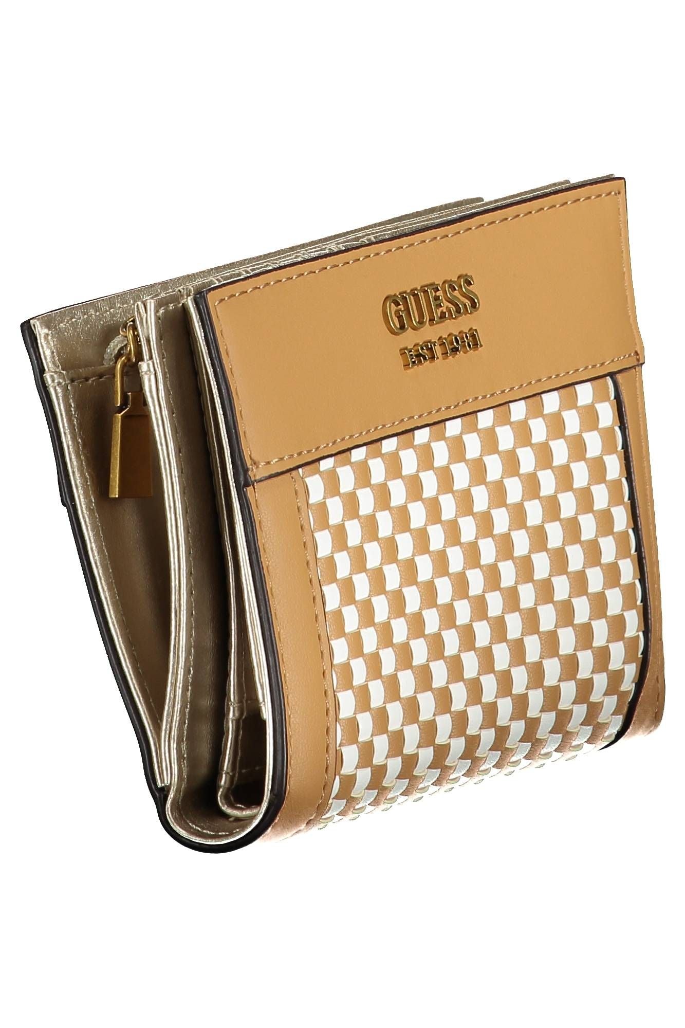 Guess Jeans Chic Brown Polyurethane Multi-Compartment Wallet