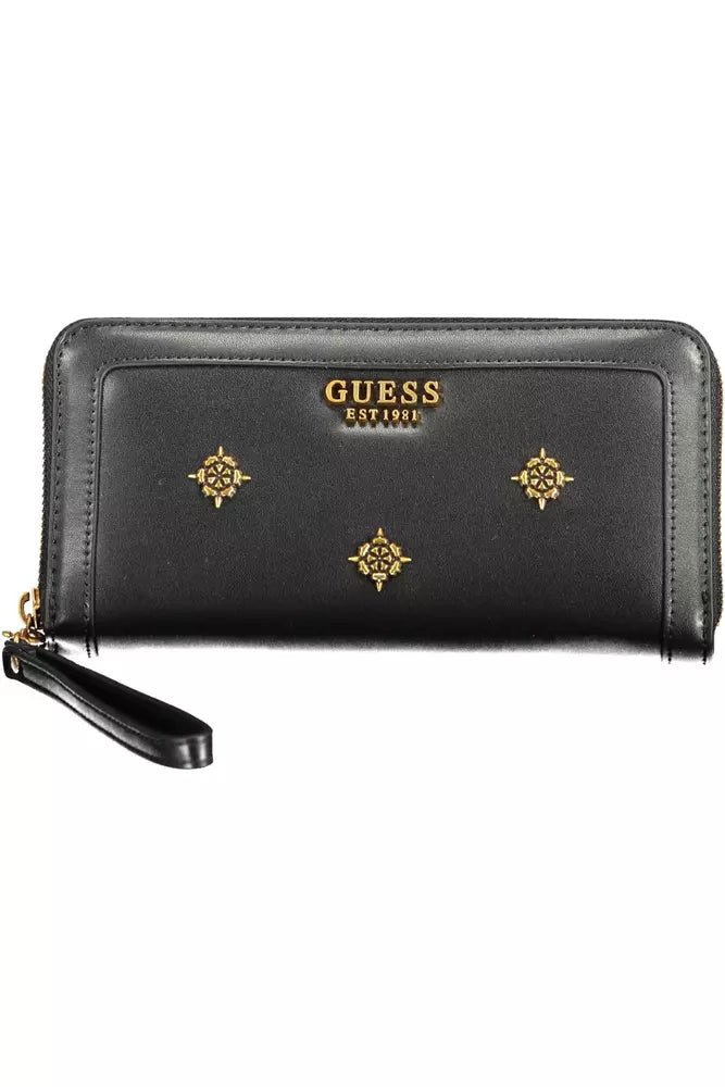 Guess Jeans Sleek Black Polyethylene Multi-Compartment Wallet