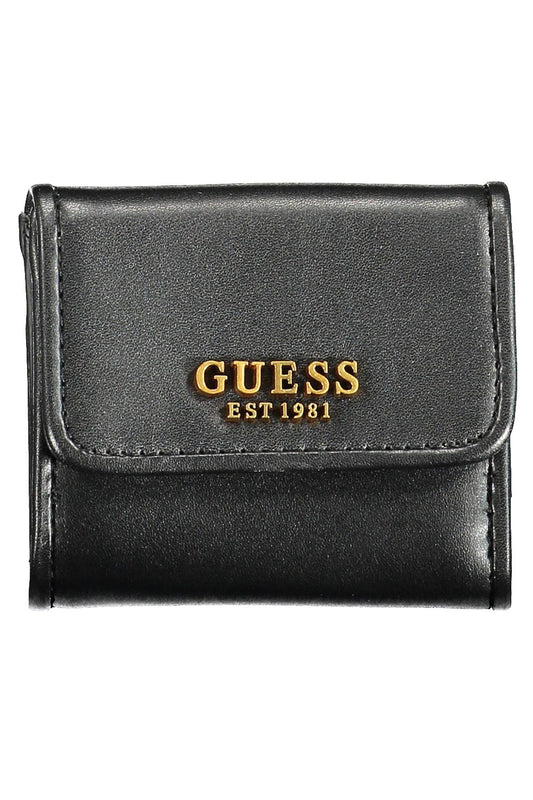 Guess Jeans Elegant Black Polyurethane Wallet with Snap Closure