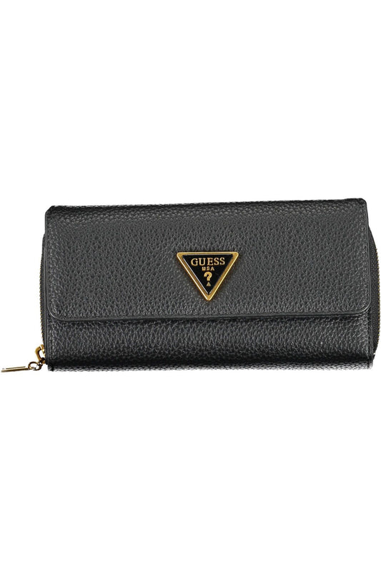 Guess Jeans Sleek Black Polyurethane Wallet with Logo