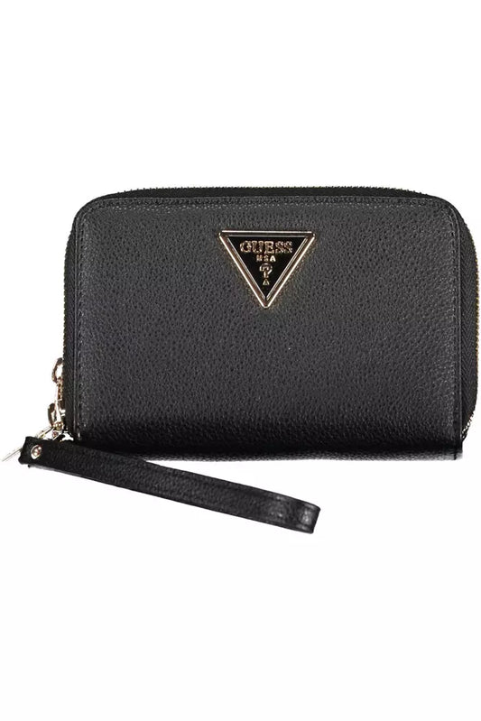 Guess Jeans Elegant Black Double Wallet with Zip Closure