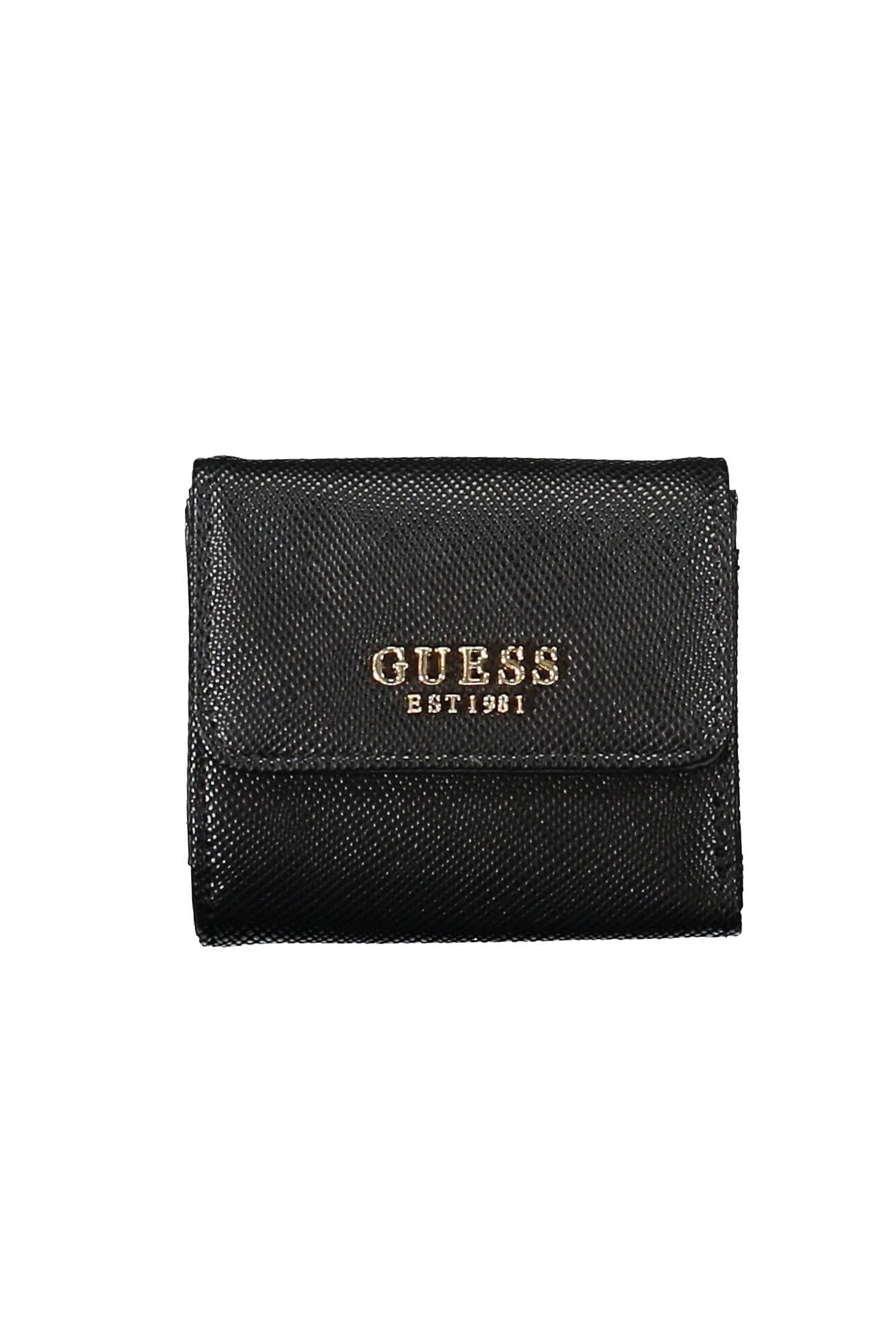 Guess Jeans Chic Black Polyurethane Wallet with Snap Closure