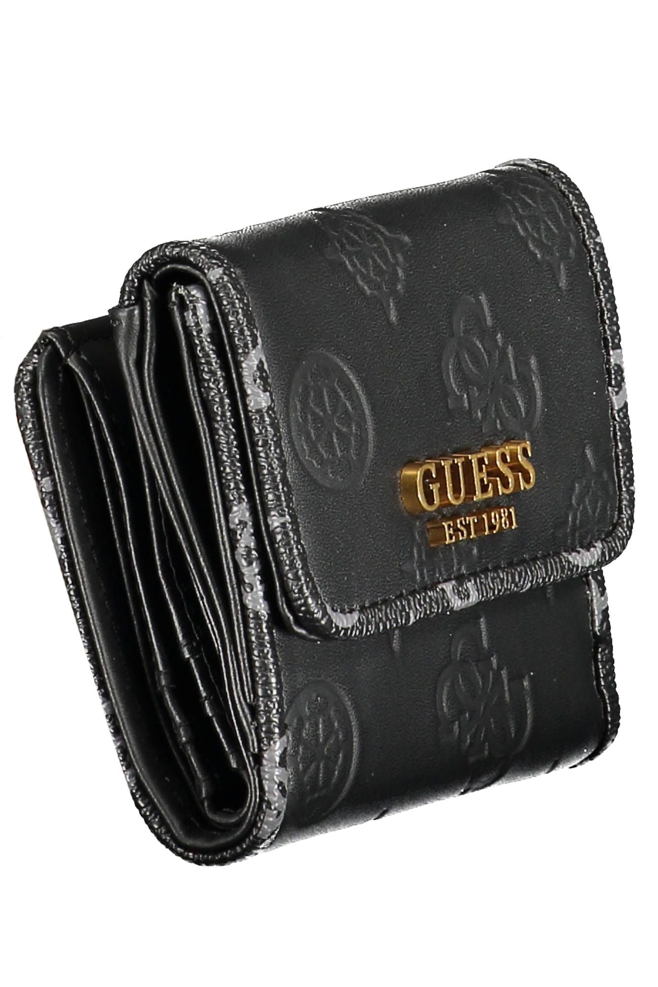 Guess Jeans Elegant Black Polyurethane Wallet with Contrasting Details