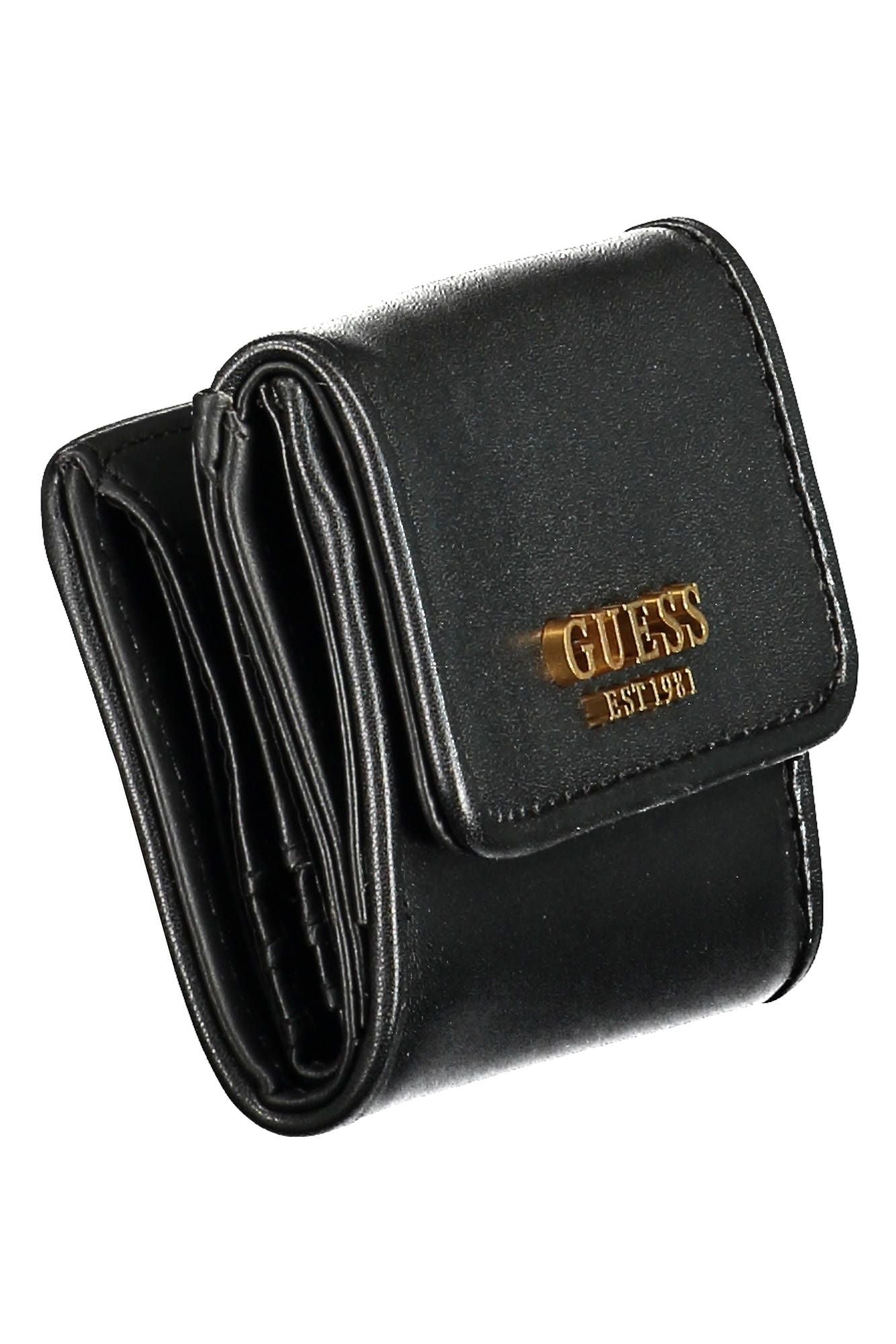 Guess Jeans Elegant Black Polyurethane Wallet with Snap Closure