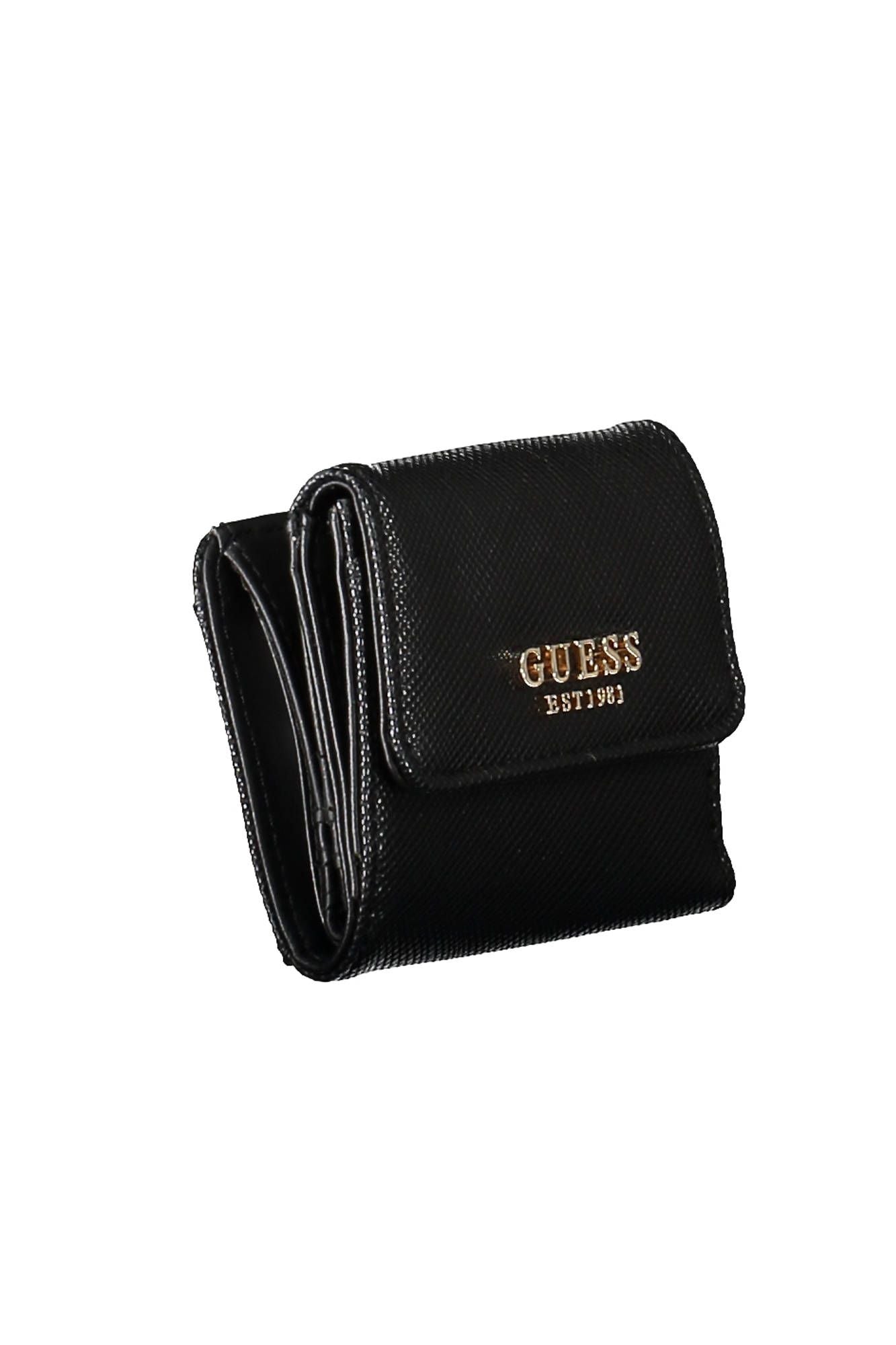 Guess Jeans Chic Black Polyurethane Wallet with Snap Closure