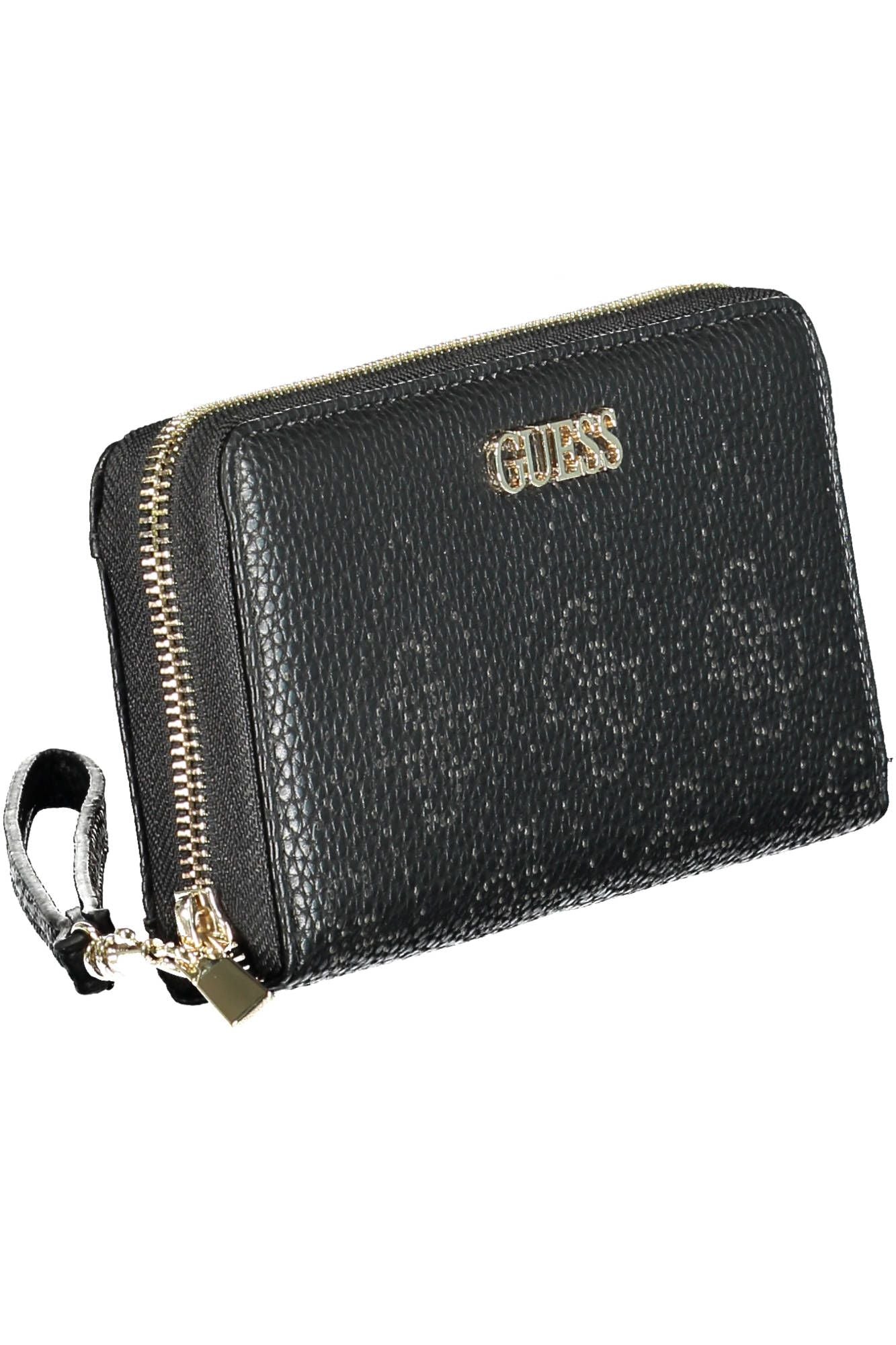 Guess Jeans Elegant Black Polyurethane Wallet with Multiple Compartments