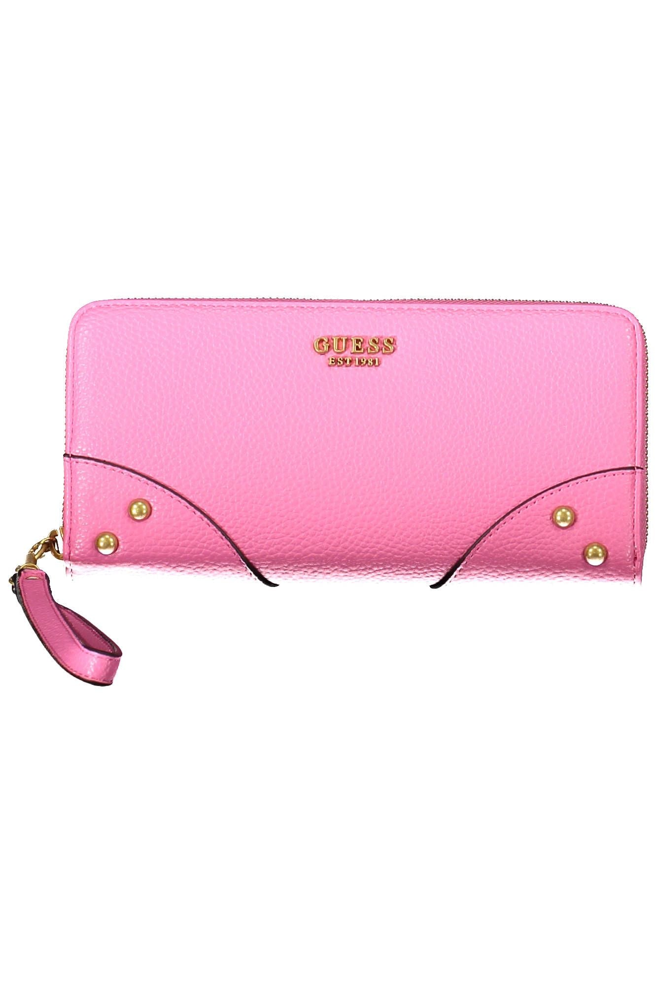 Guess Jeans Chic Pink Polyurethane Wallet with Contrasting Details