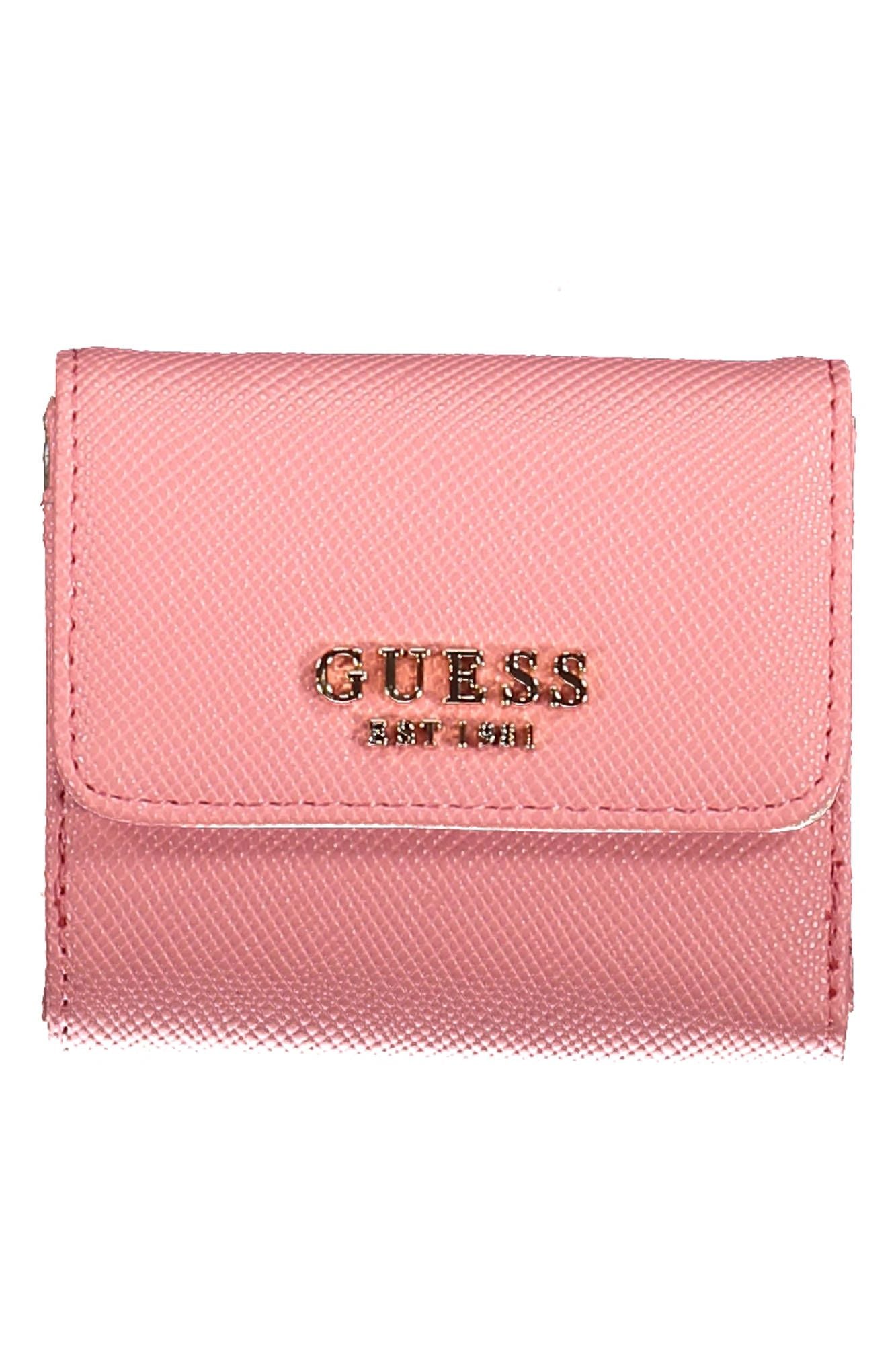 Guess Jeans Chic Pink Polyurethane Wallet with Snap Closure