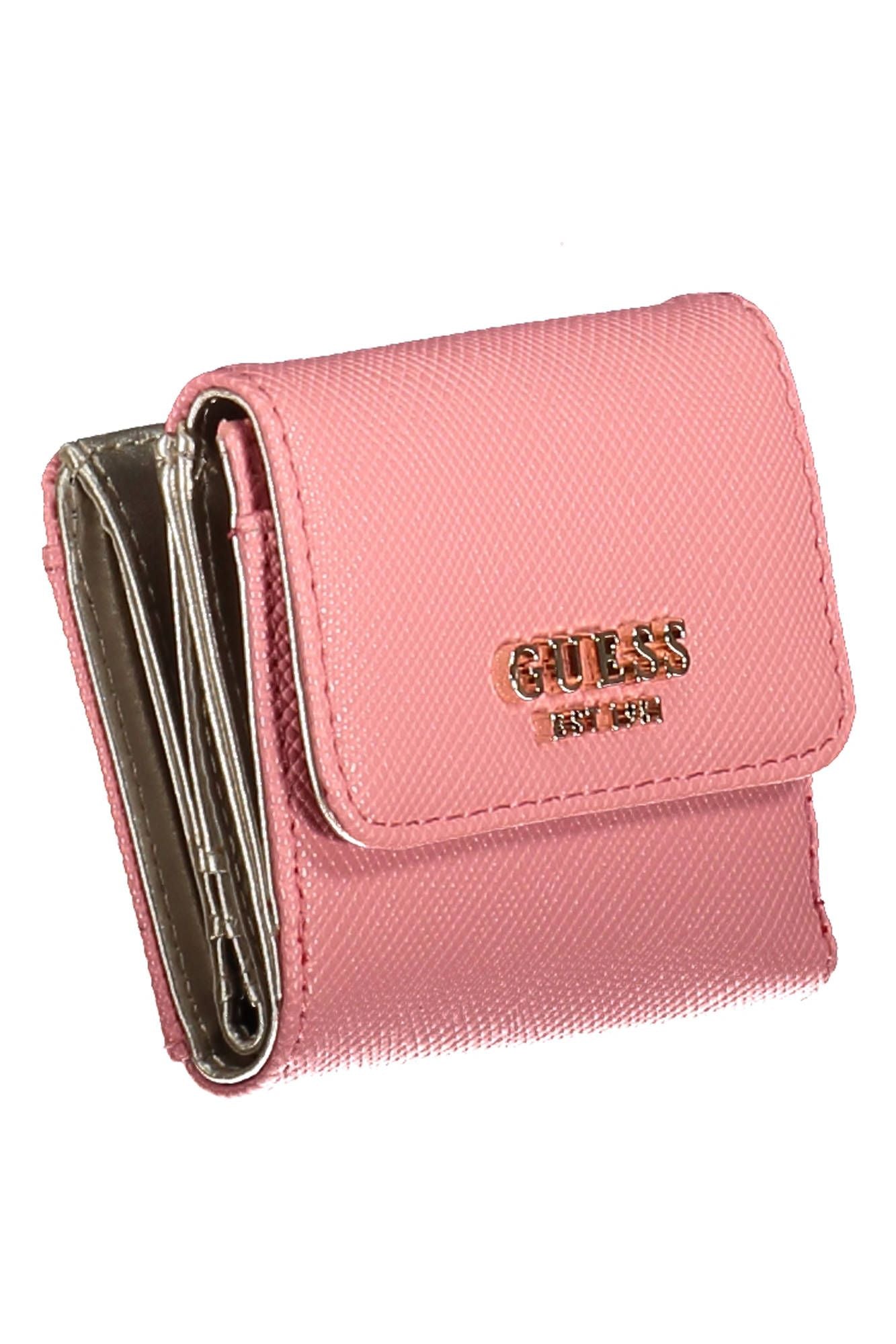 Guess Jeans Chic Pink Polyurethane Wallet with Snap Closure