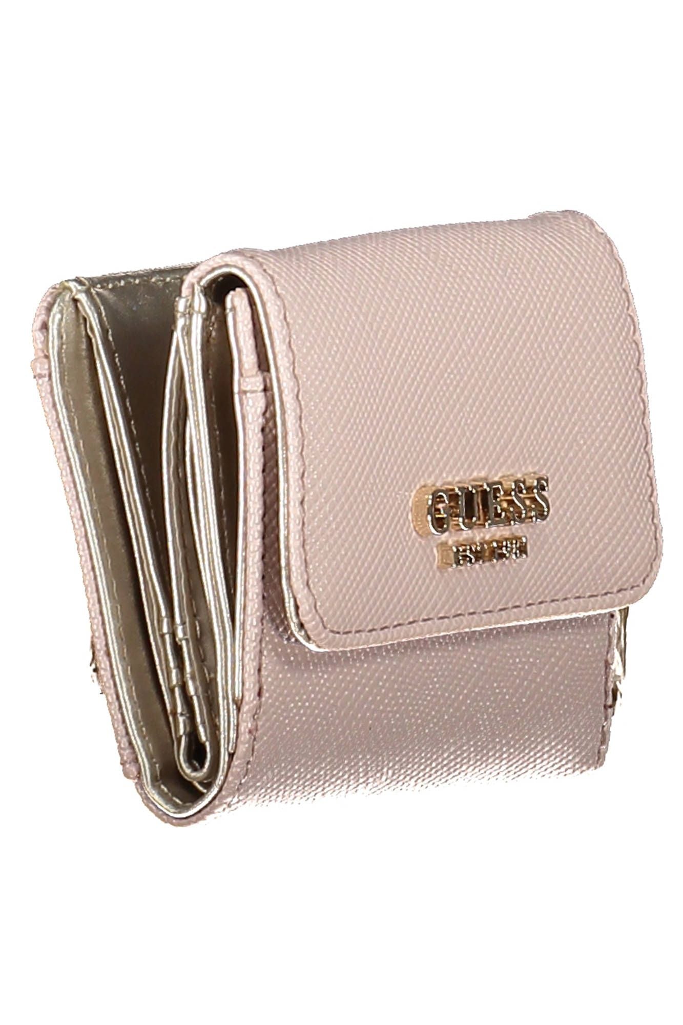 Guess Jeans Elegant Pink Compact Wallet with Snap Closure