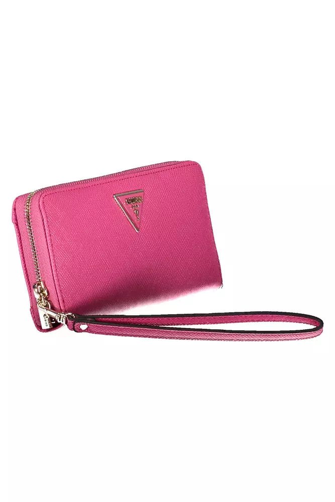 Guess Jeans Chic Pink Polyethylene Wallet with Logo Detail