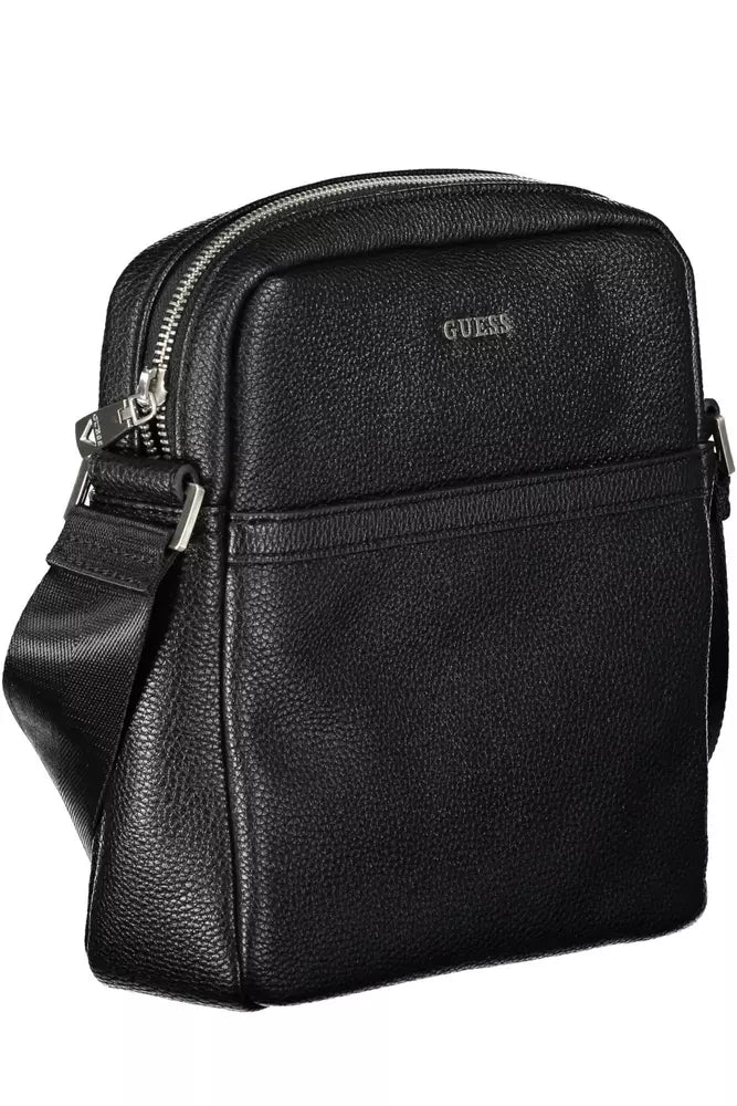 Guess Jeans Sleek Black Shoulder Bag with Logo Detail