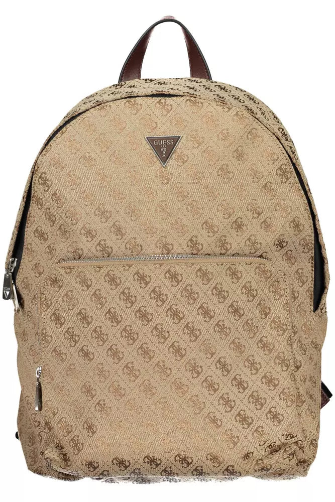 Guess Jeans Elegant Brown Backpack with Laptop Space