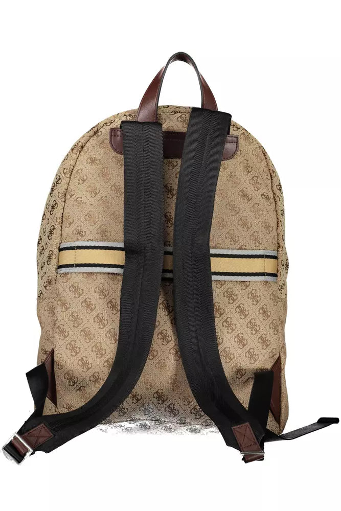 Guess Jeans Elegant Brown Backpack with Laptop Space