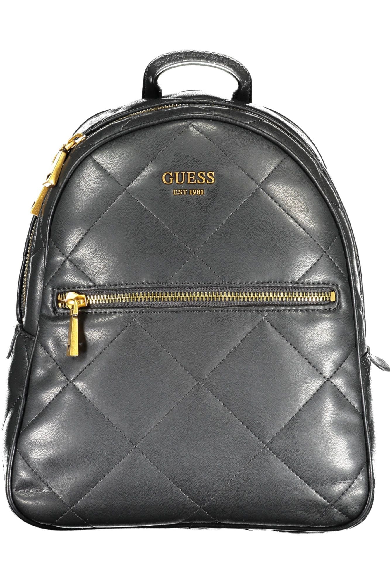 Guess Jeans Chic Black Polyurethane Backpack With Logo Detail